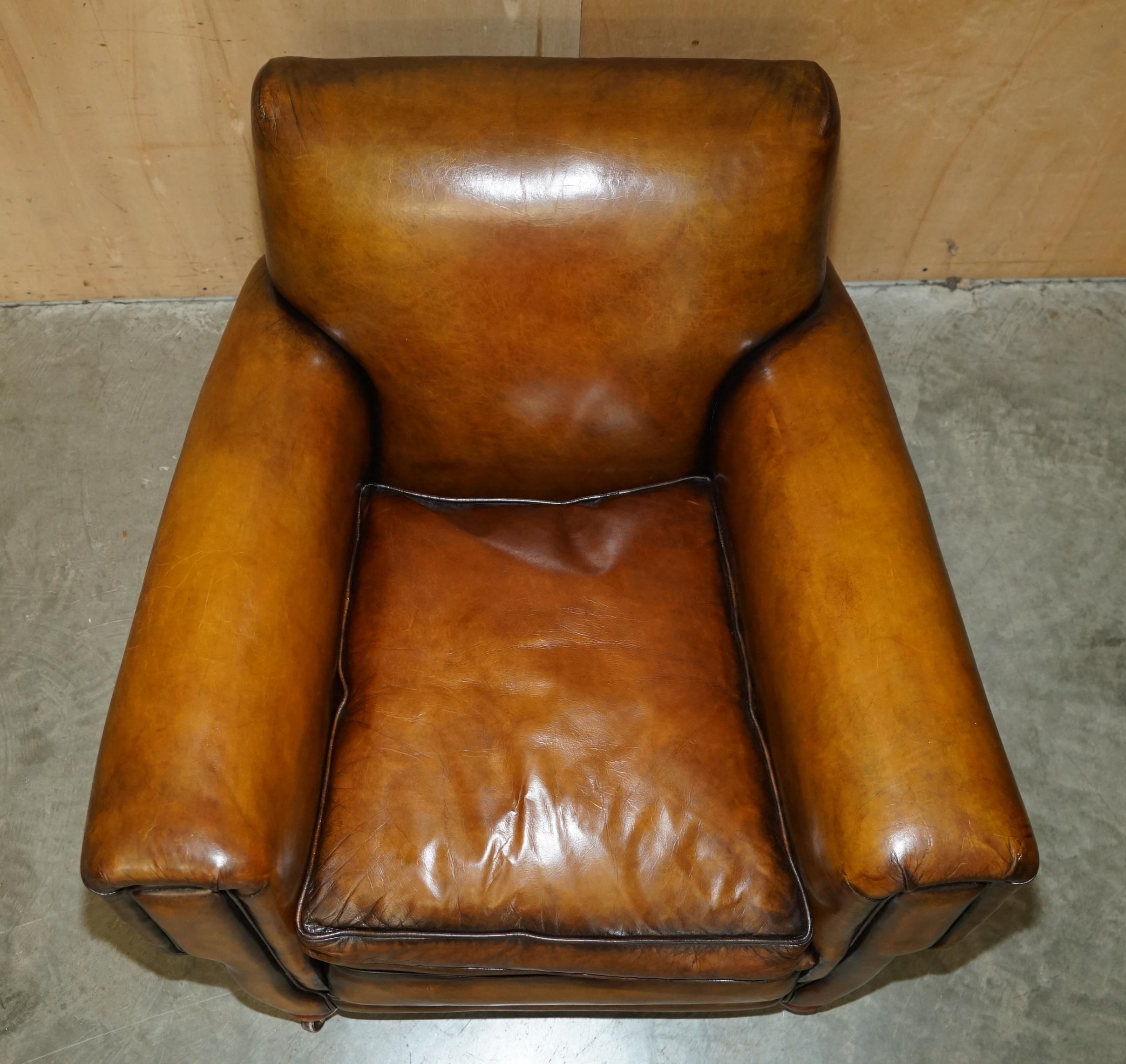 Paire d'armoires de club art déco 1920 entièrement rénovées en cuir marron cigare en vente 7