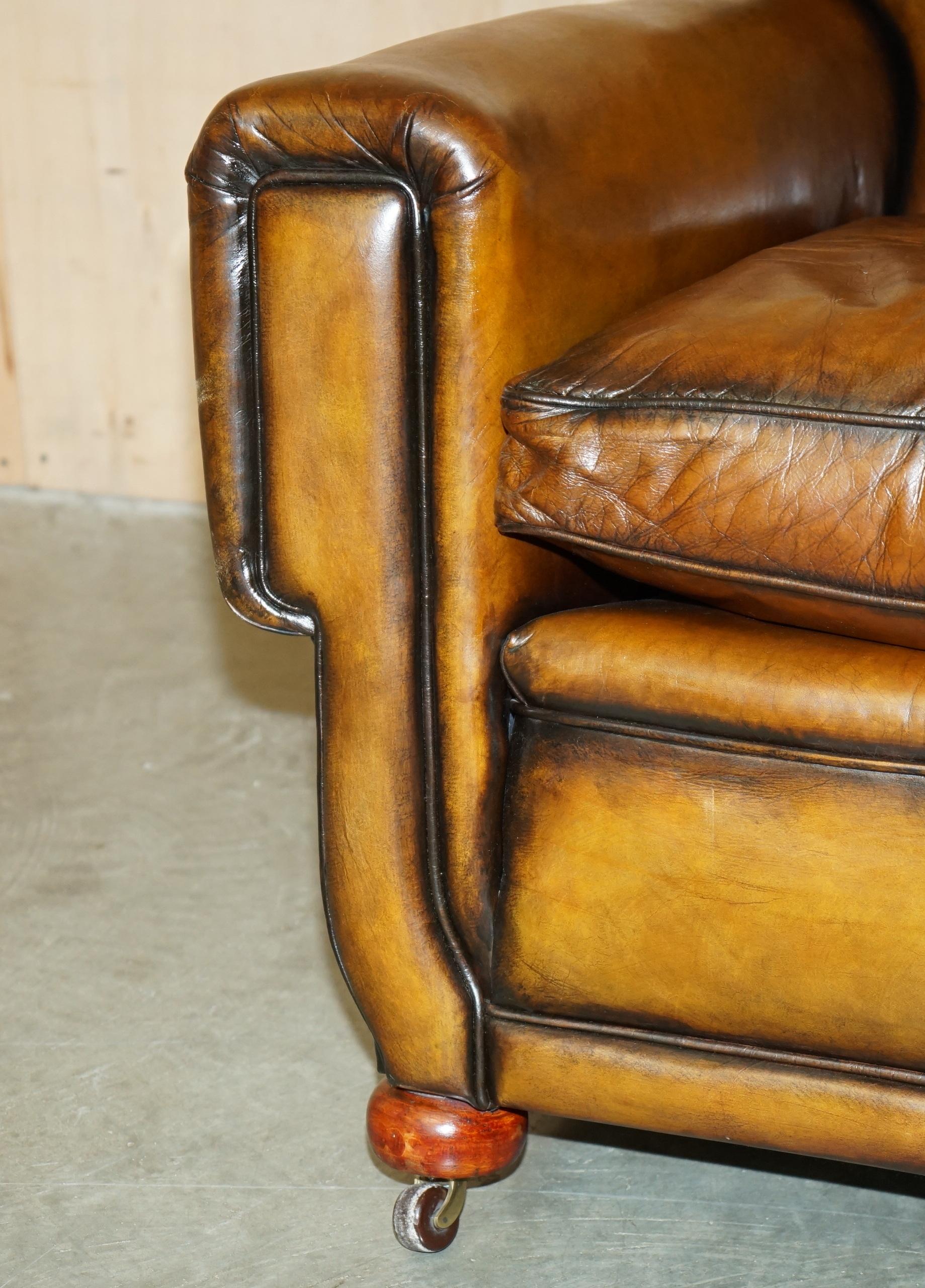 Paire d'armoires de club art déco 1920 entièrement rénovées en cuir marron cigare en vente 9