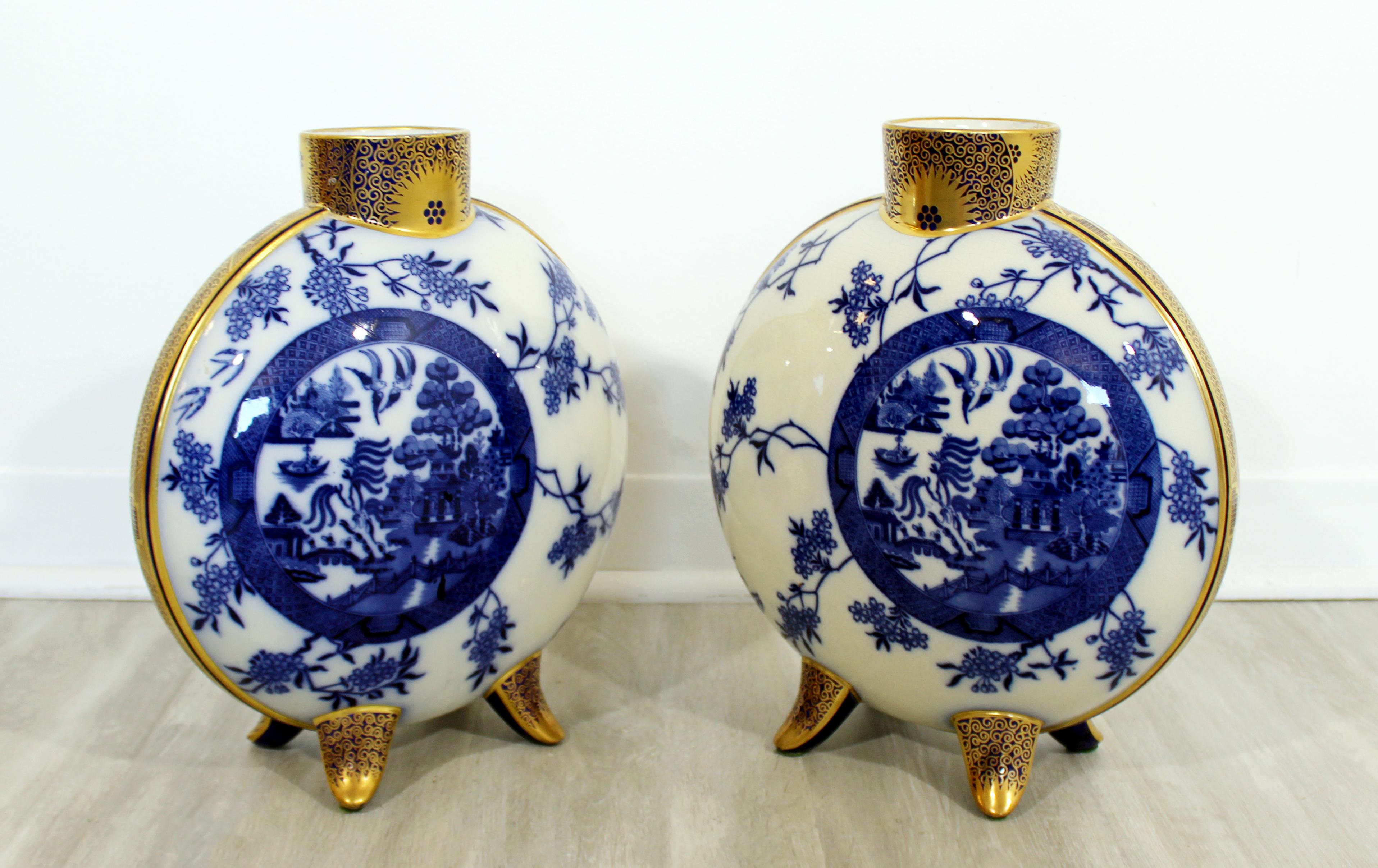 Mid-Century Modern Pair of Ceramic Moon Flasks Vessels by Henry Slater 1870s