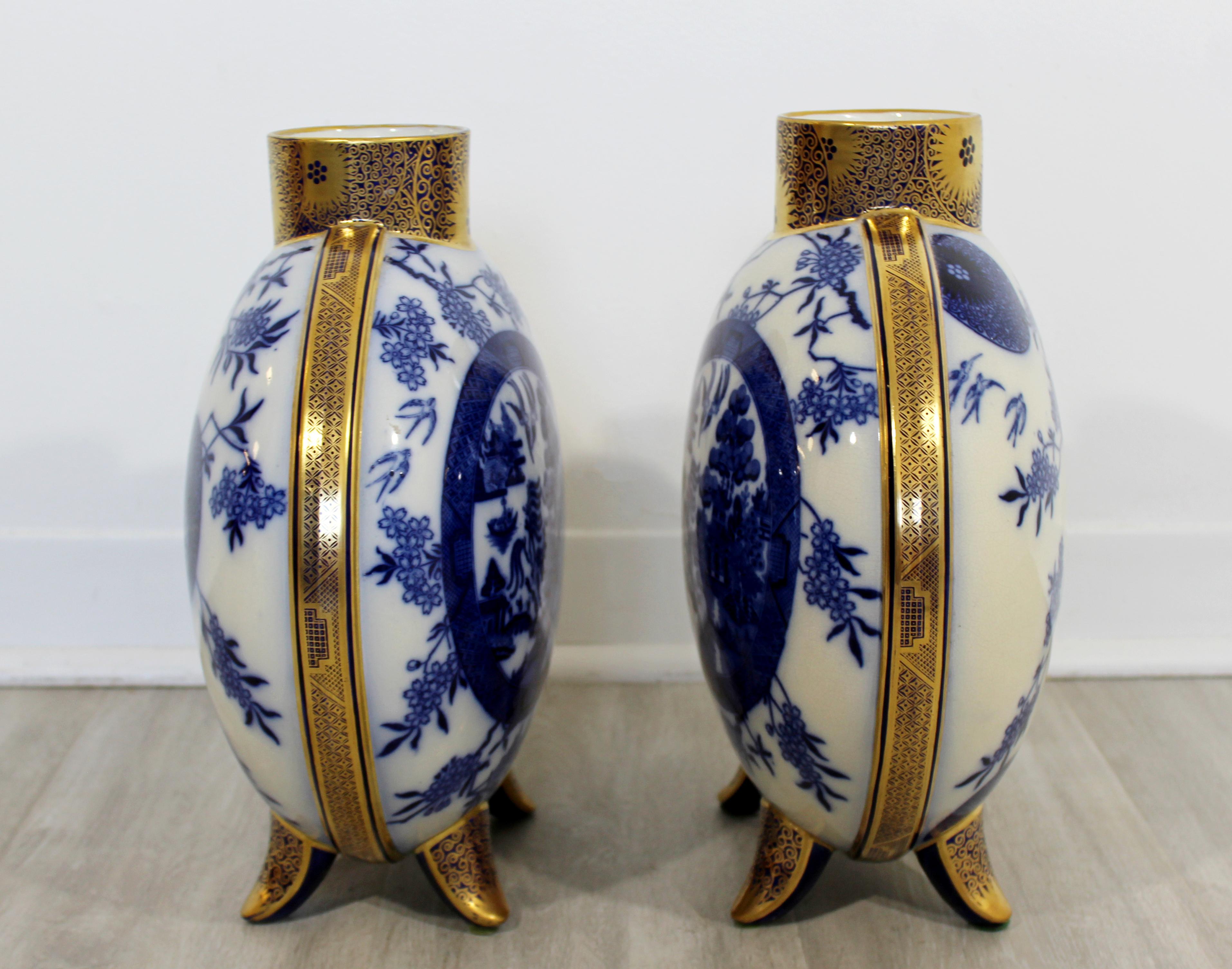 Pair of Ceramic Moon Flasks Vessels by Henry Slater 1870s In Good Condition In Keego Harbor, MI