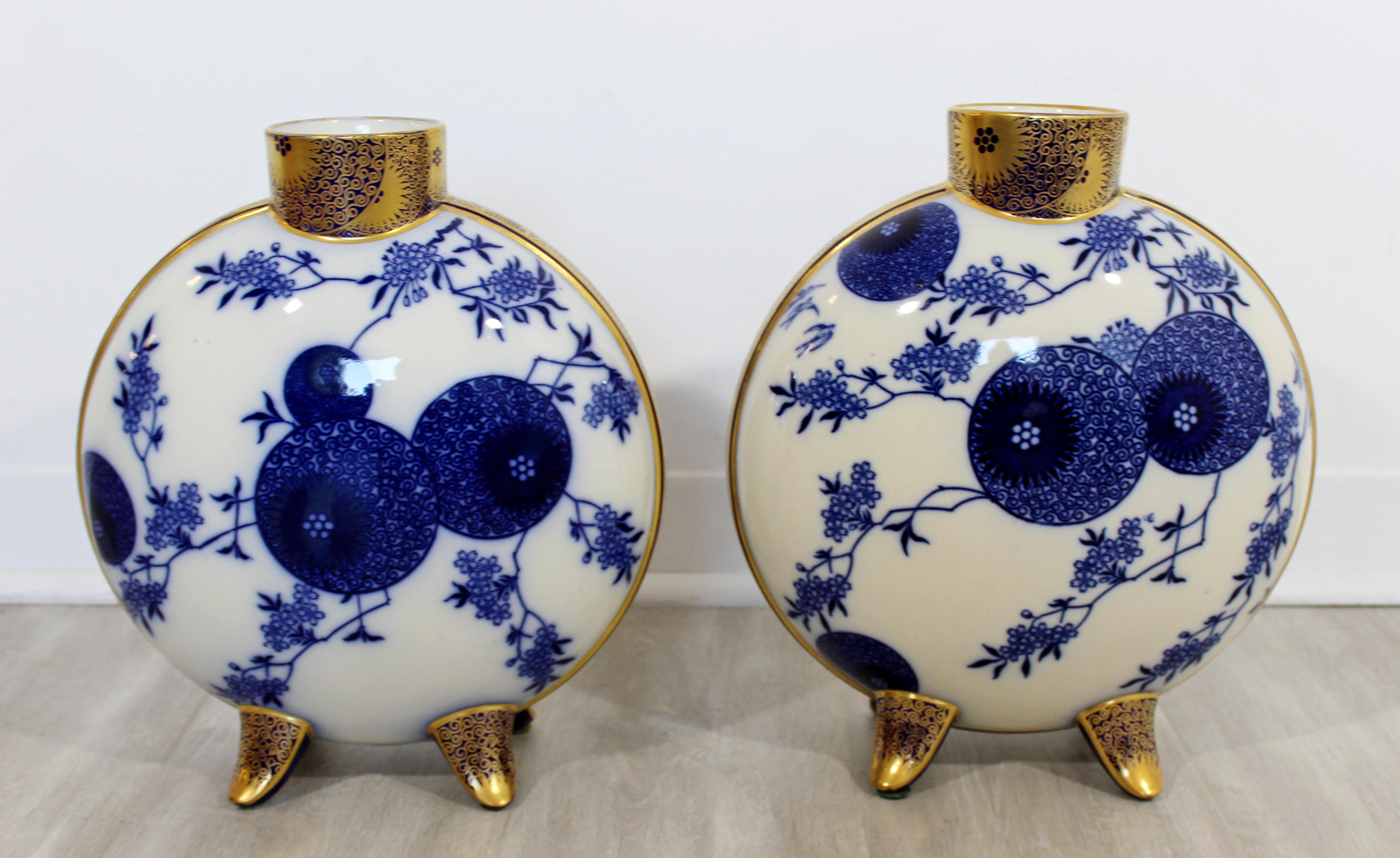 19th Century Pair of Ceramic Moon Flasks Vessels by Henry Slater 1870s