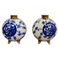 Antique Pair of Ceramic Moon Flasks Vessels by Henry Slater 1870s