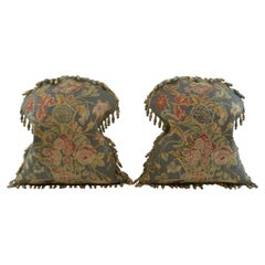 Used Pair of Aubusson Tapestry Pillows - Wool & Silk - France - Circa 1820