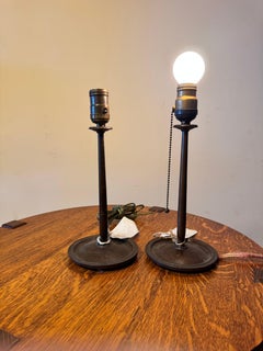 Antique Pair of "Aurora"  Lamp  by "Decorative Arts League" in NYC, stickley era