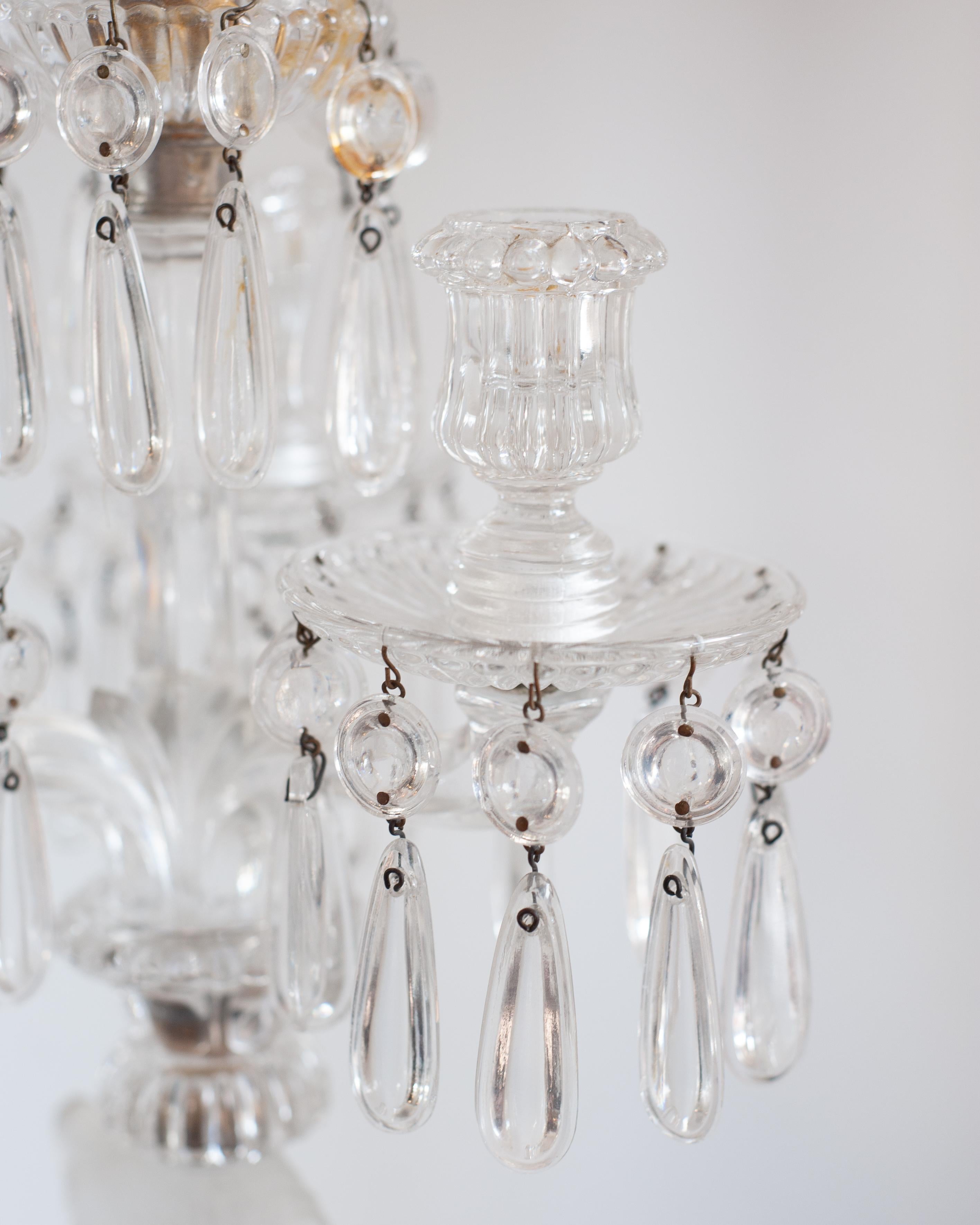 Antique Pair of Signed Baccarat Dolphin Clear Crystal Three Armed Candelabras In Good Condition For Sale In Toronto, ON