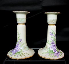 Antique Pair of Bavarian German Candle Sticks, Marked and Signed, #R00009
