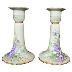 Antique Pair of Bavarian German Candle Sticks, Marked and Signed, #R00009