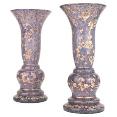 Antique Pair of Bohemian Enamelled Art Glass Vases by Moser, 19th Century