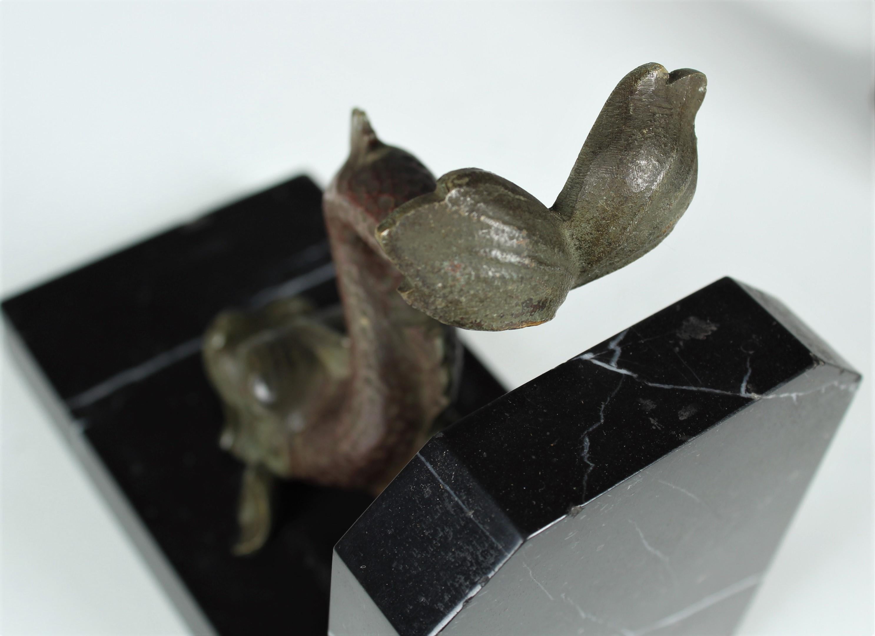 Antique Pair of Bookends, Fish, Mythical Creatures, Bronze on Marble, 1890s 6