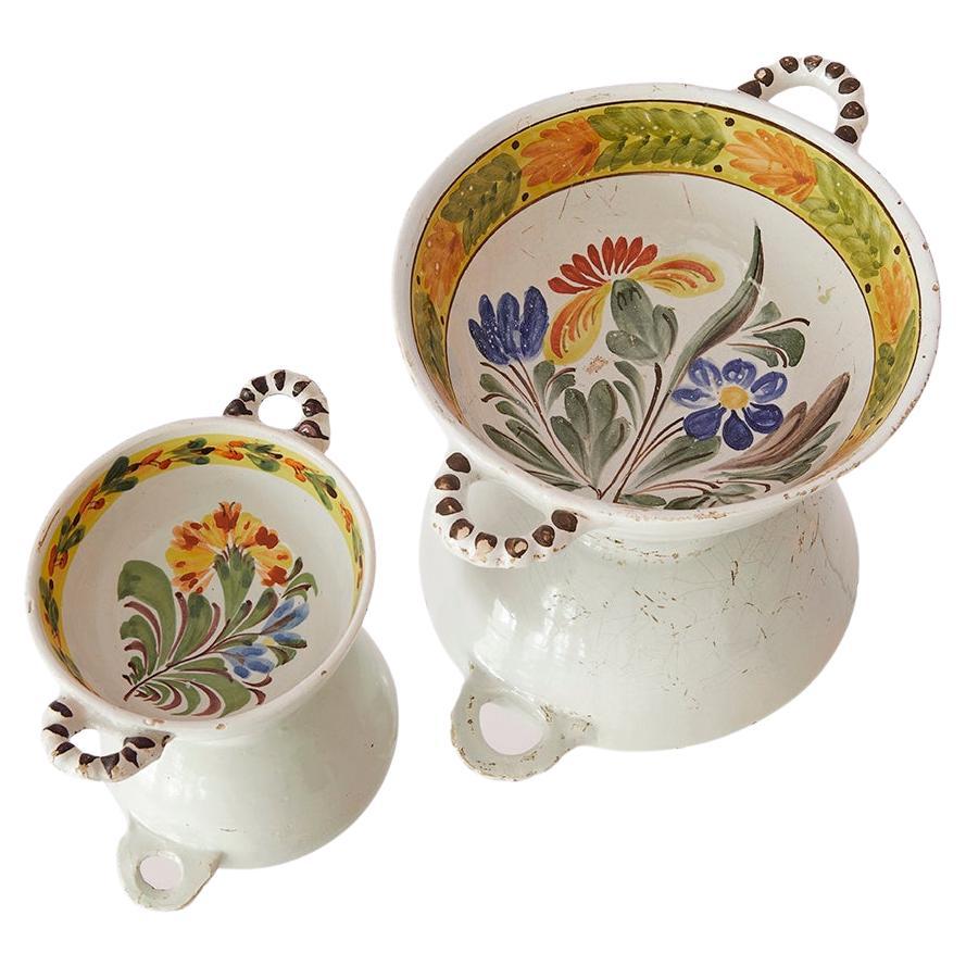 Antique Pair of Bowls with Handles from Kellinghusen, Germany, 19th Century For Sale