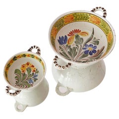Antique Pair of Bowls with Handles from Kellinghusen, Germany, 19th Century