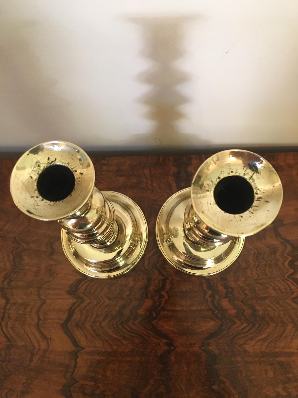 English Antique Pair of Brass Candlesticks