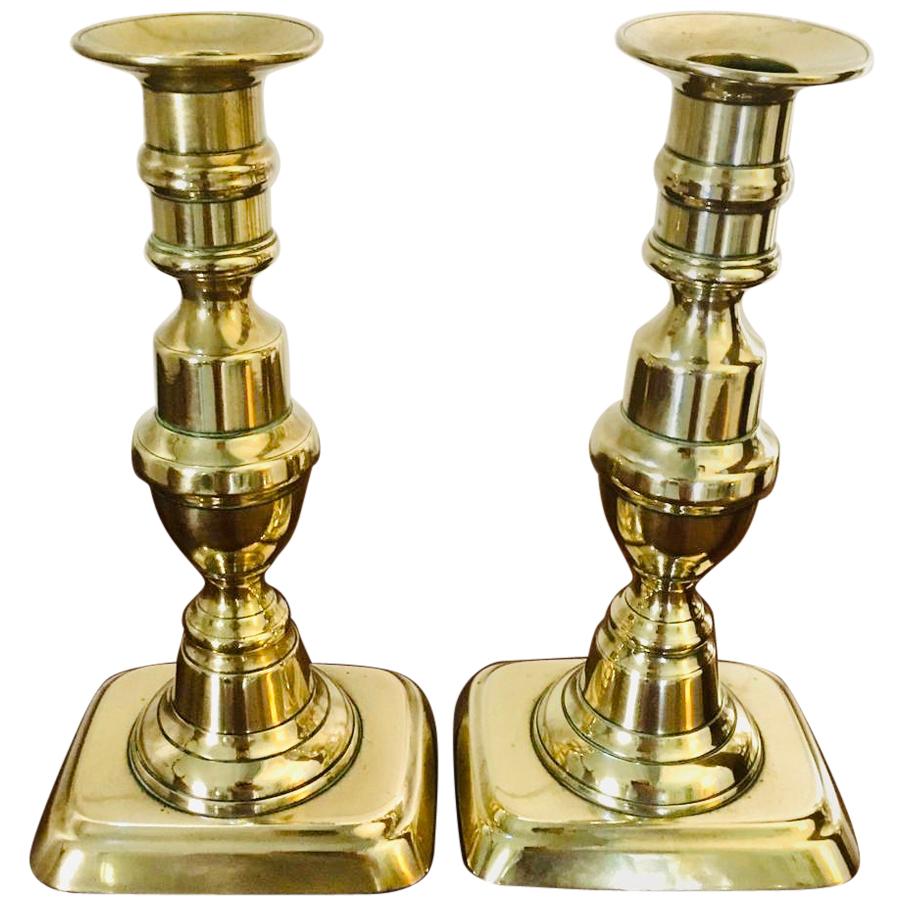 Antique Pair of Brass Candlesticks