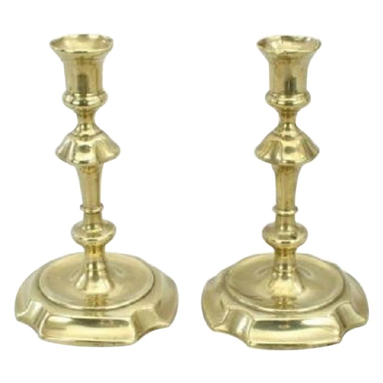 Antique Pair of Brass Candlesticks, Georgian