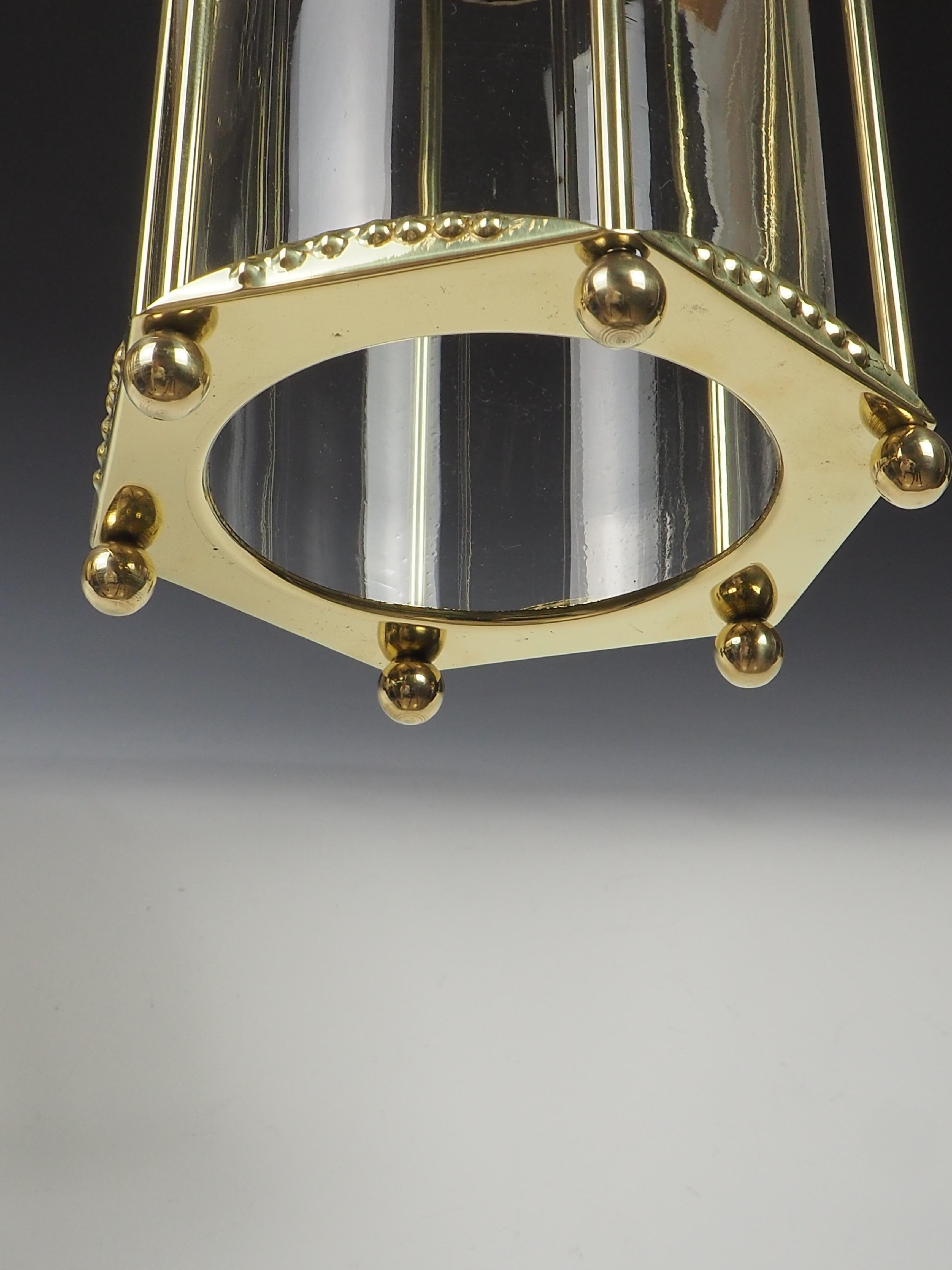 Antique Pair of Brass Ceiling Lanterns For Sale 8