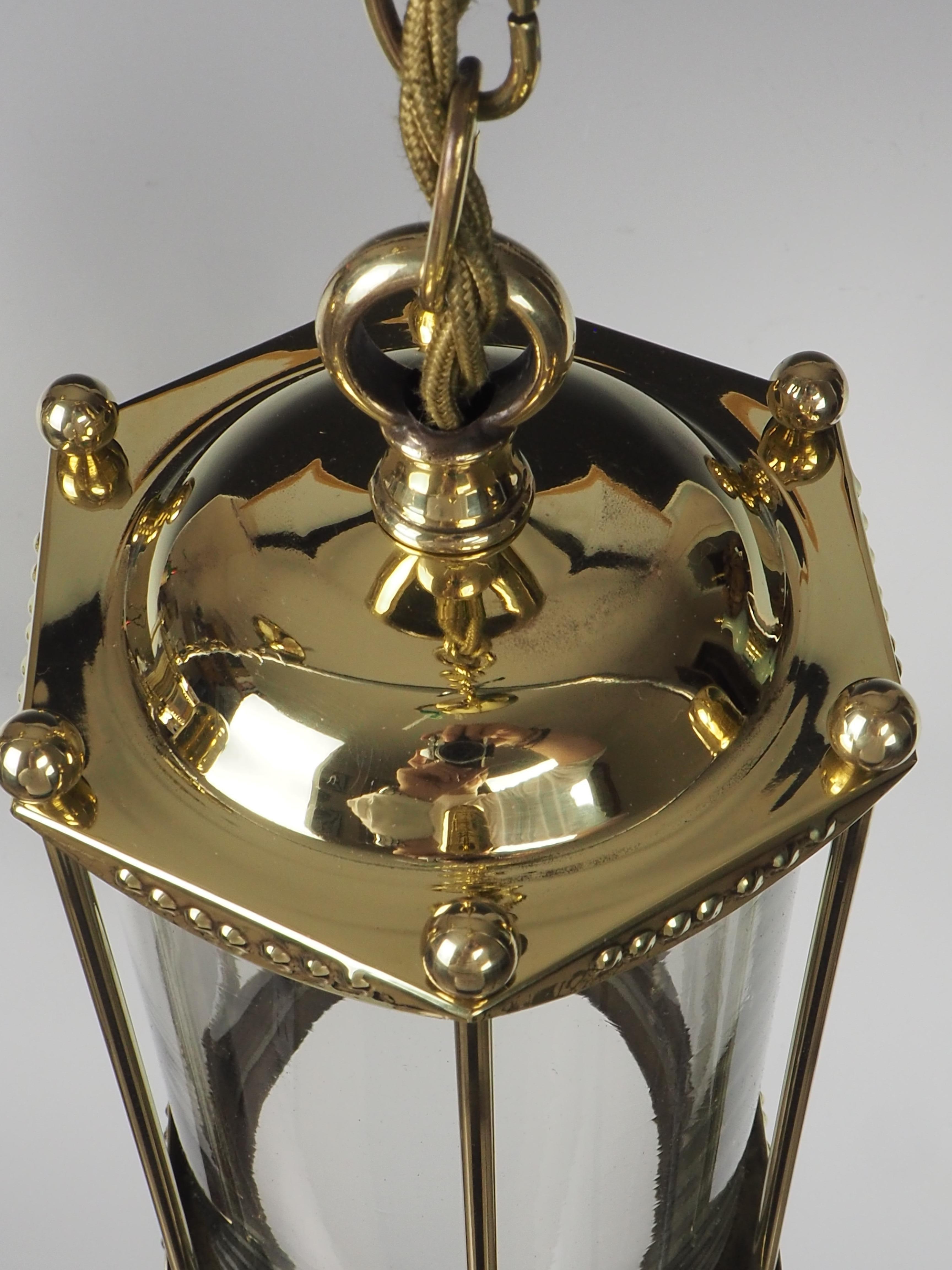 Antique Pair of Brass Ceiling Lanterns For Sale 12