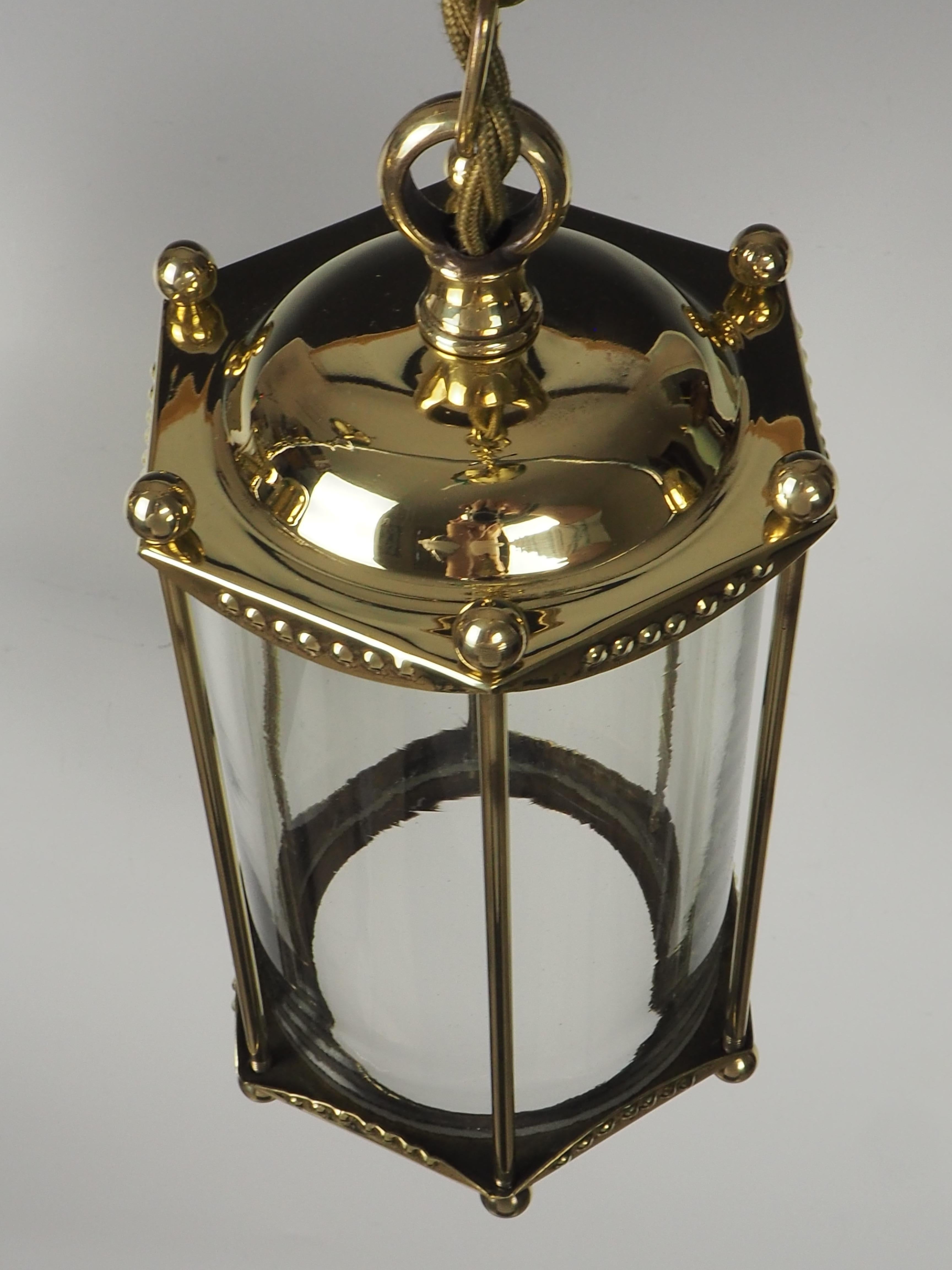 Antique Pair of Brass Ceiling Lanterns For Sale 13