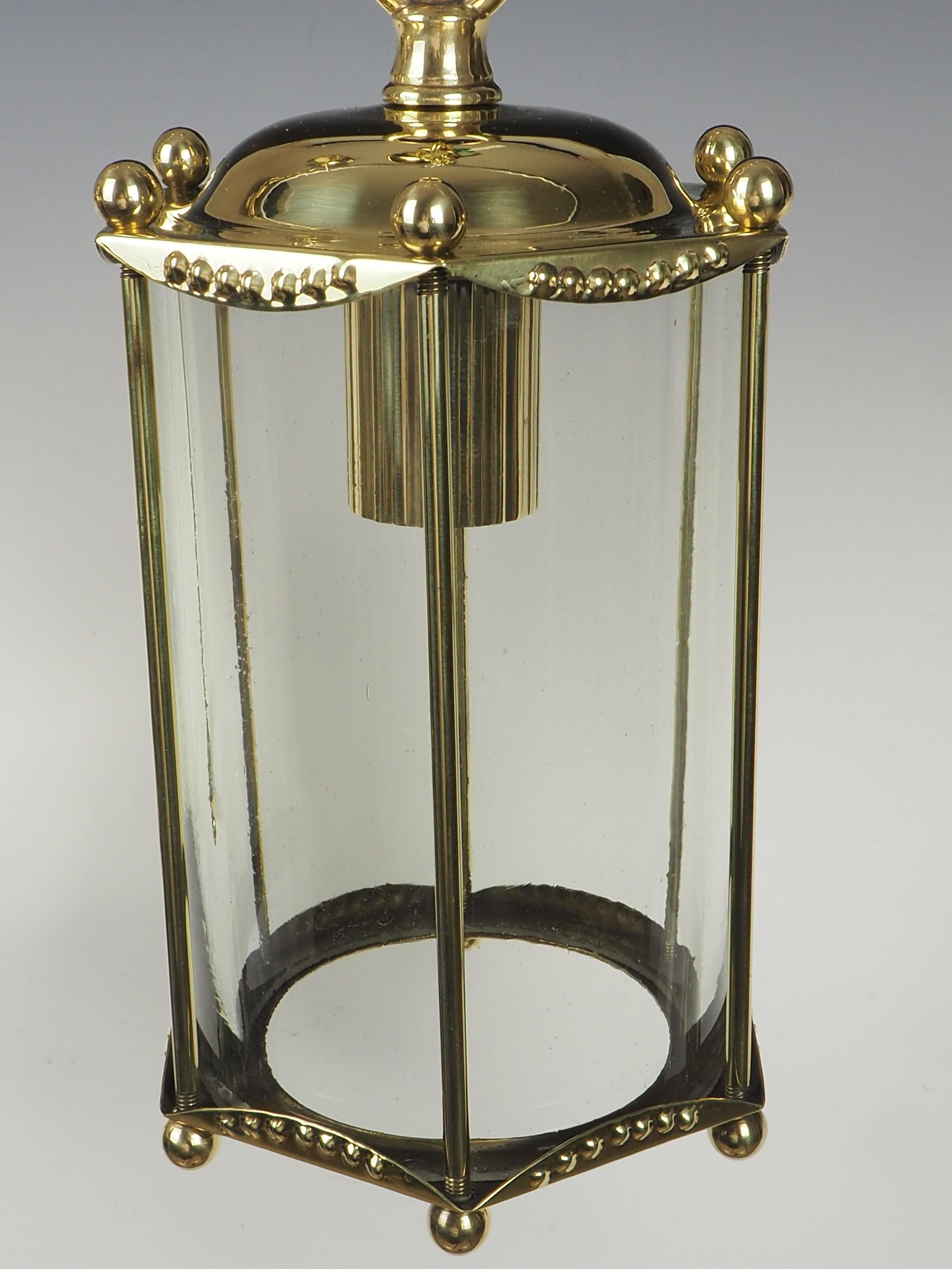 Antique Pair of Brass Ceiling Lanterns For Sale 1