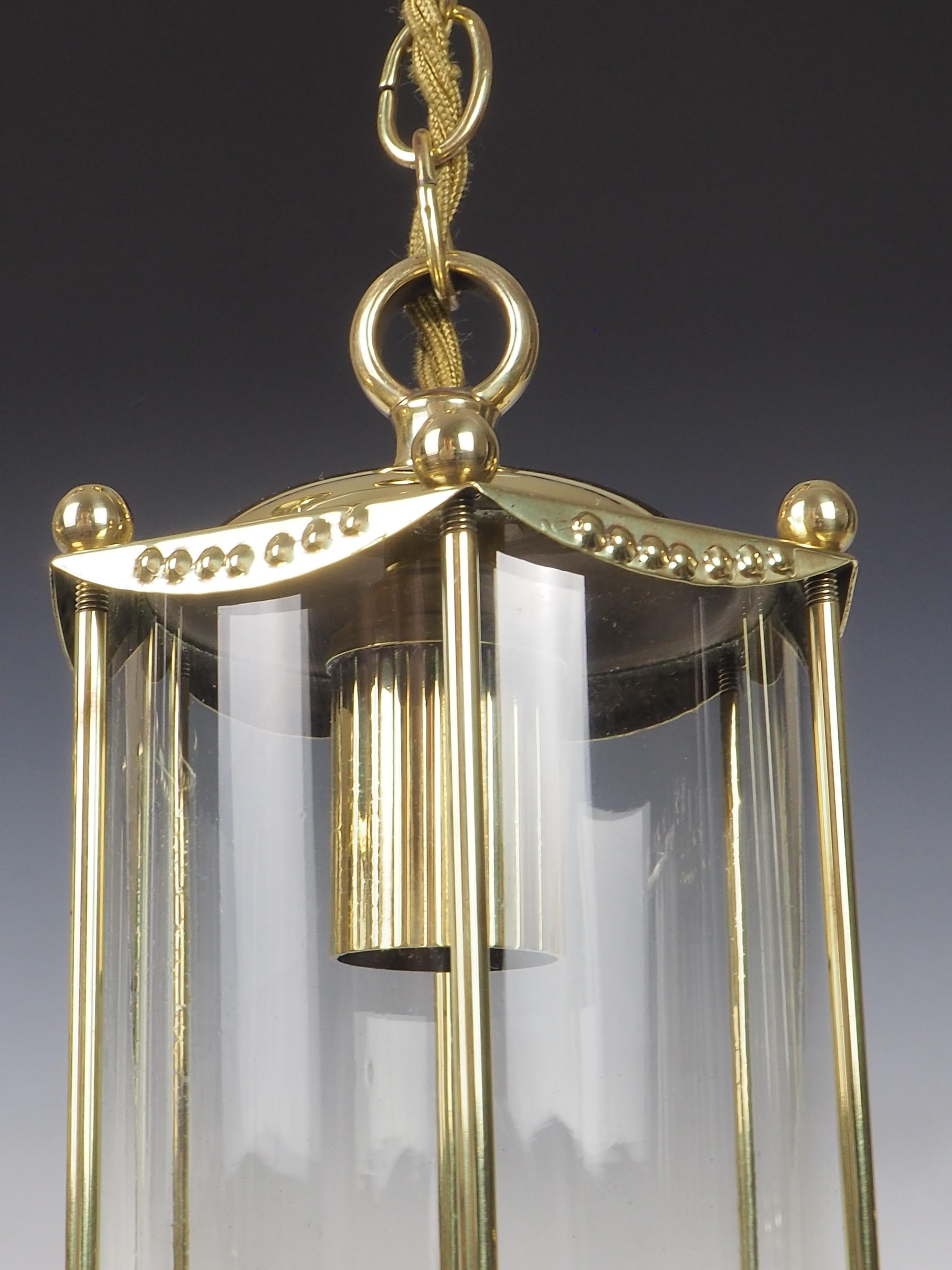 Antique Pair of Brass Ceiling Lanterns For Sale 2