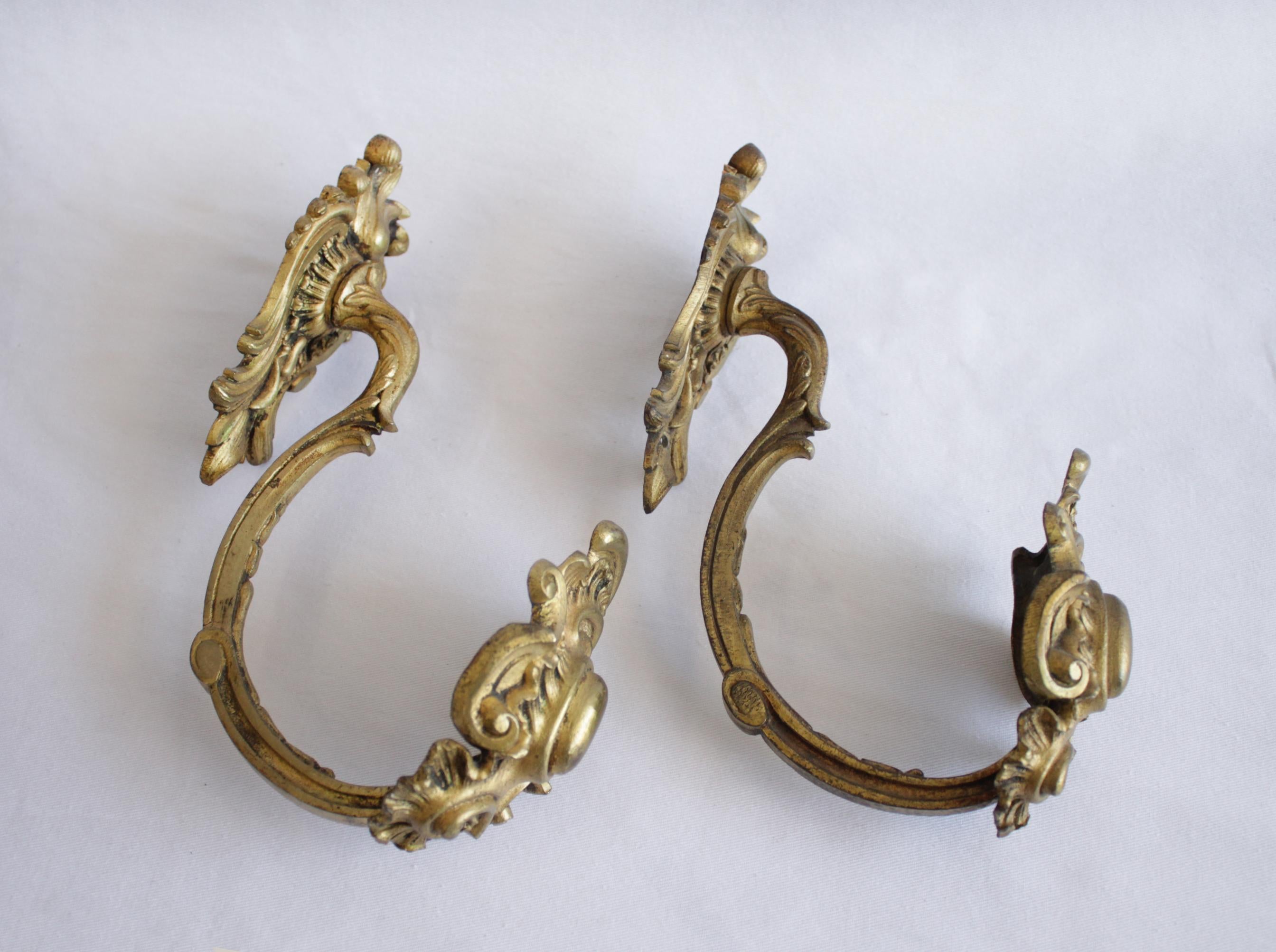 Antique French Louis Gilded Curtain Buckle/Tie Back 1 Pair 2 pieces 