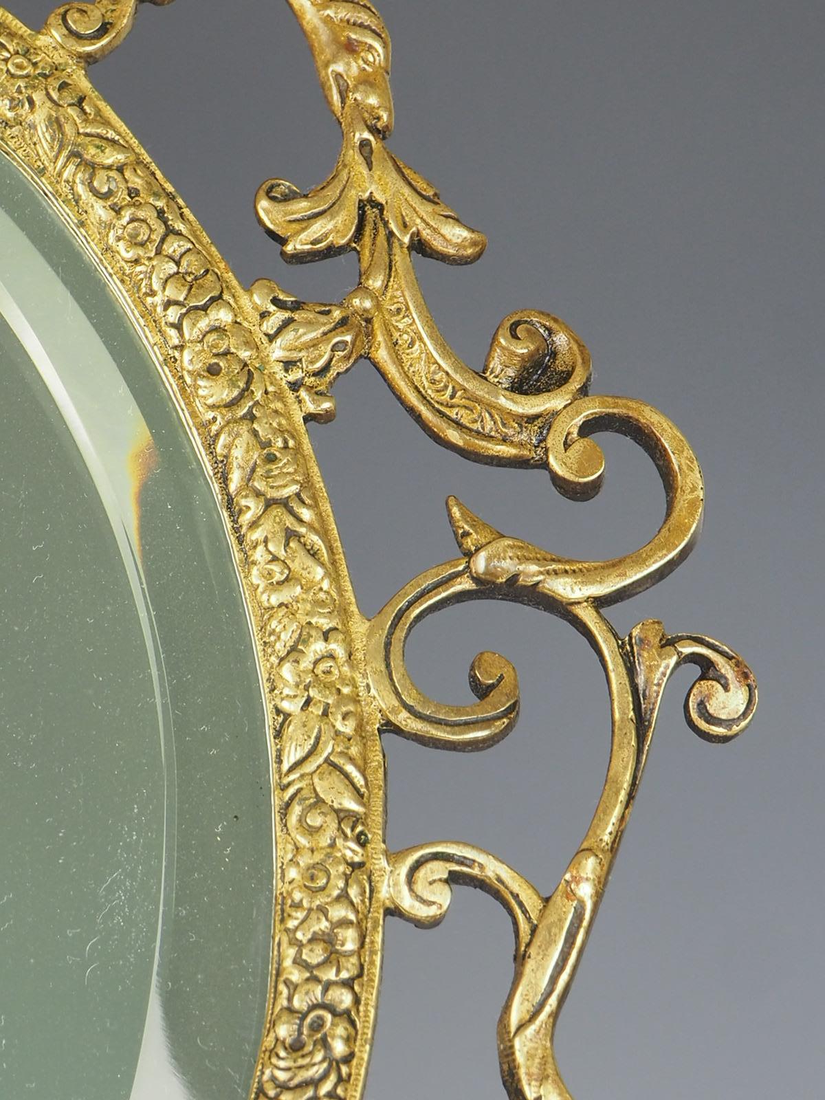 Antique Pair of Brass Wall Sconce Mirrors For Sale 12
