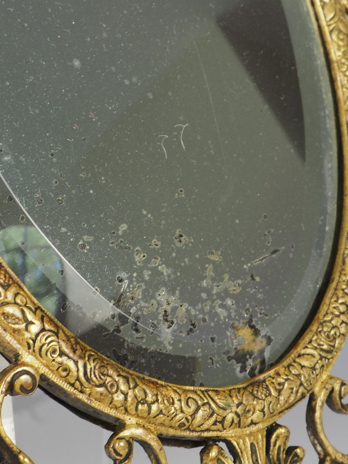 Antique Pair of Brass Wall Sconce Mirrors For Sale 3