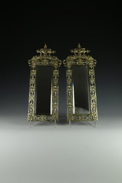 Antiguo par de espejos de pared victorianos británicos