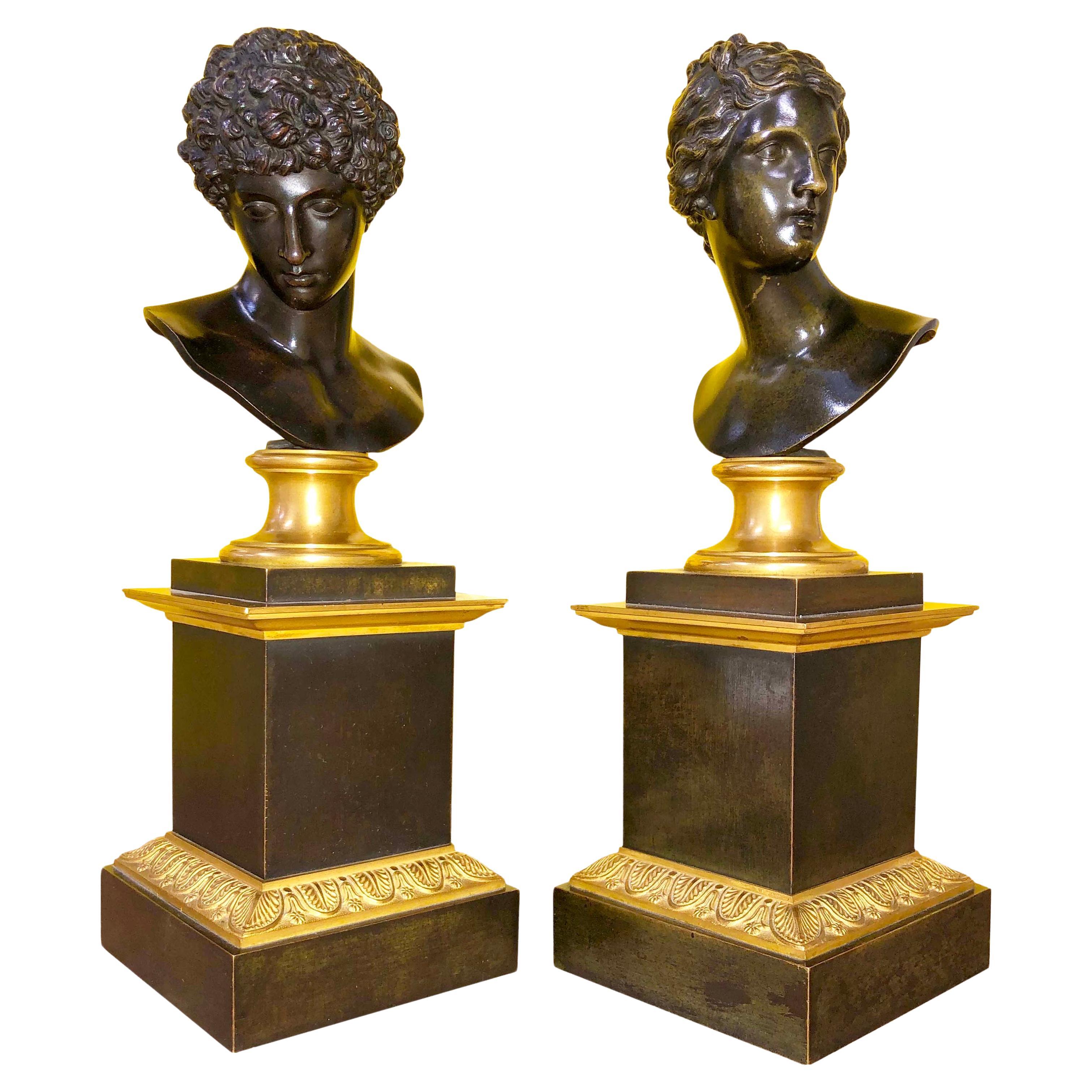 Antique Pair of Bronze Busts of Antinous and Venus, 19th century For ...