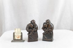 Antique Pair of Bronze Monkey Bookends, ca. 1900