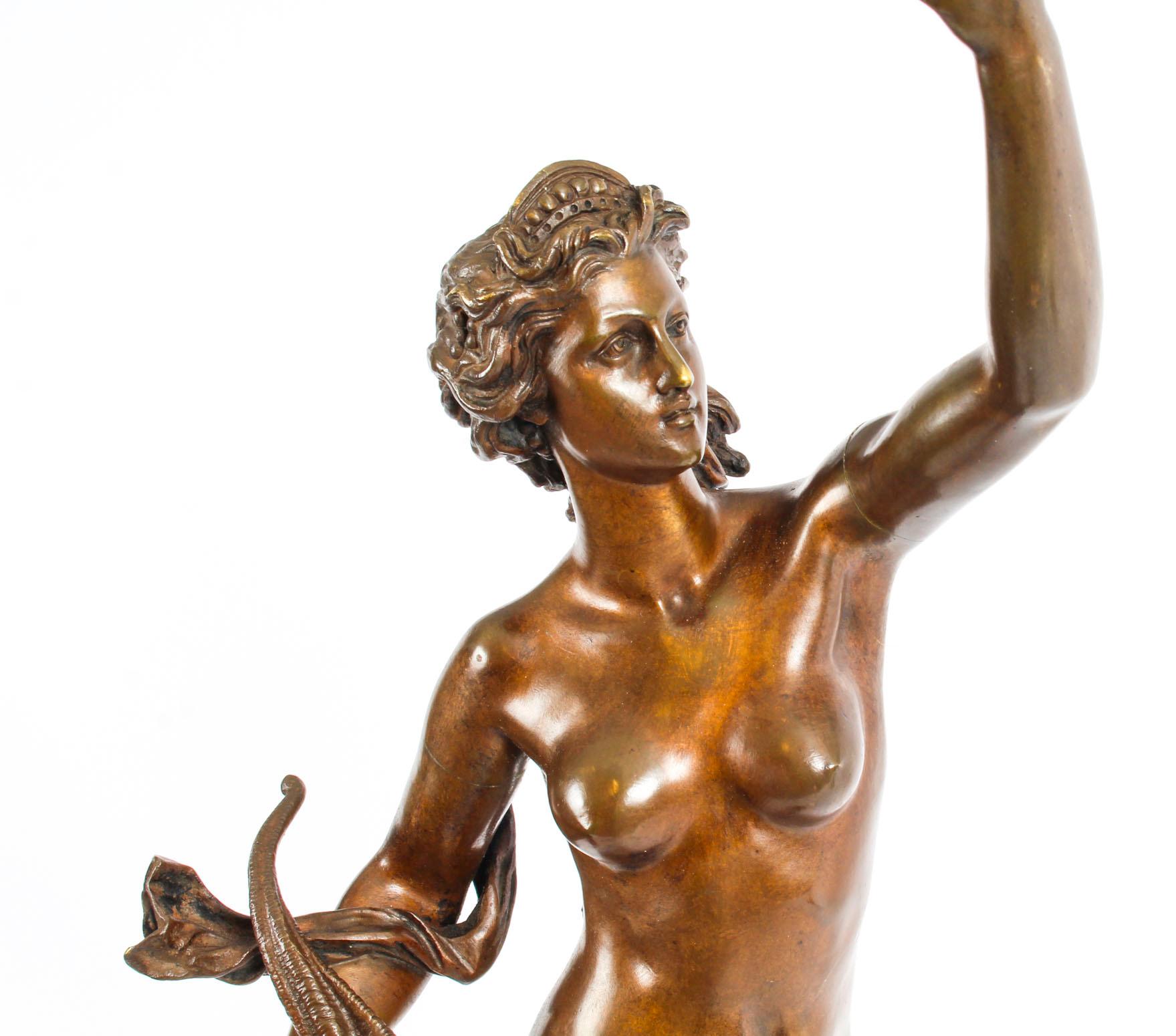 Antique Pair of Bronzes of Mercury & Fortuna After Giambologna & Fulconis 12
