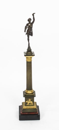 Antique Pair of Bronzes of Mercury & Fortuna After Giambologna & Fulconis 19th C