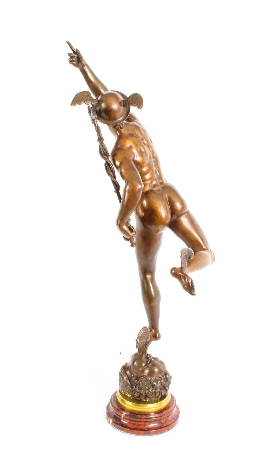 Antique Pair of Bronzes of Mercury & Fortuna After Giambologna & Fulconis In Good Condition In London, GB