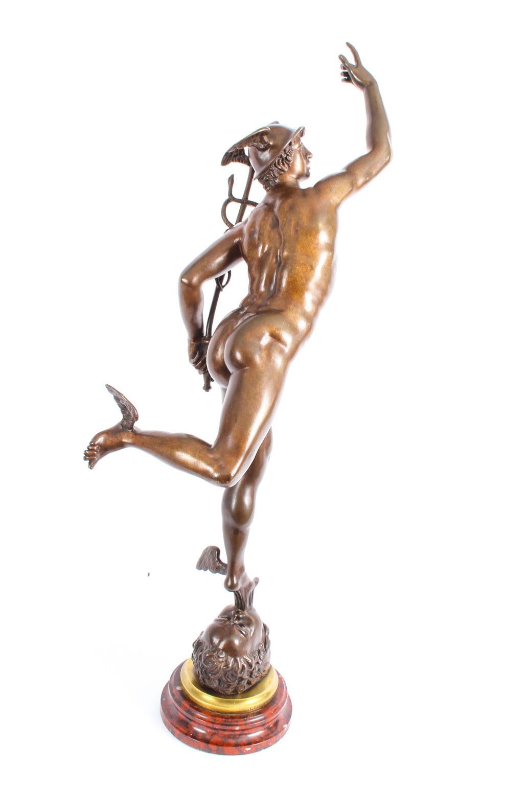 Mid-19th Century Antique Pair of Bronzes of Mercury & Fortuna After Giambologna & Fulconis
