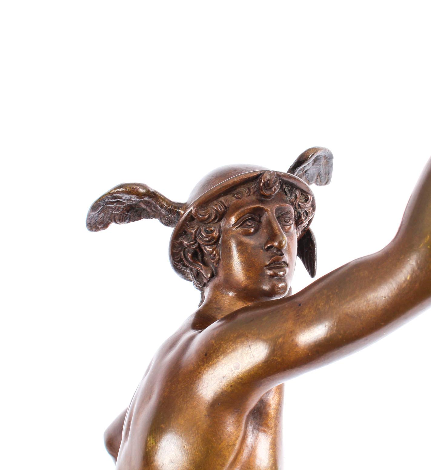 Antique Pair of Bronzes of Mercury & Fortuna After Giambologna & Fulconis 1