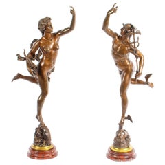 Antikes Paar Bronzen von Quecksilber & Fortuna nach Giambologna & Fulconis