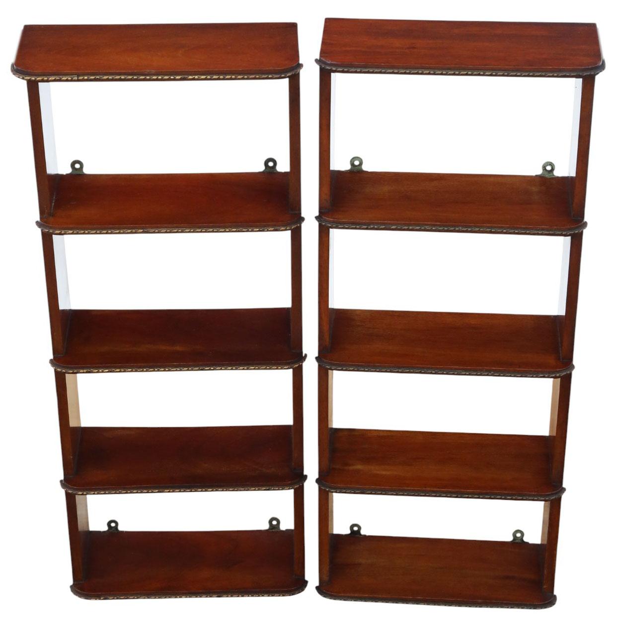 Antique Pair of c.1900 Mahogany Wall Bookcases – Quality Display Shelves In condizioni buone in vendita a Wisbech, Cambridgeshire