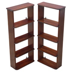 Antique Pair of c.1900 Mahogany Wall Bookcases – Quality Display Shelves