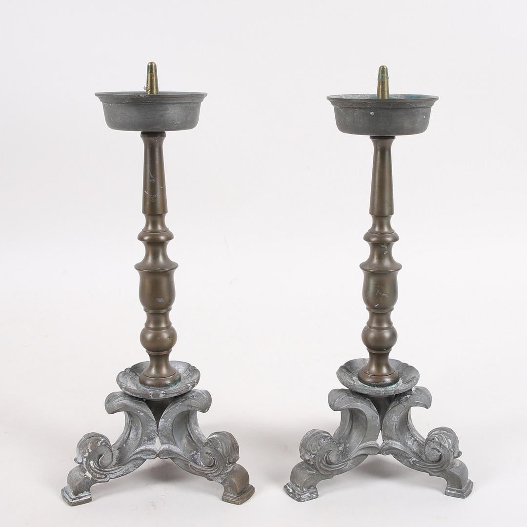 German Candle Holders Decorative Candlesticks, Antique Pair of Baroque Style Home Decor For Sale