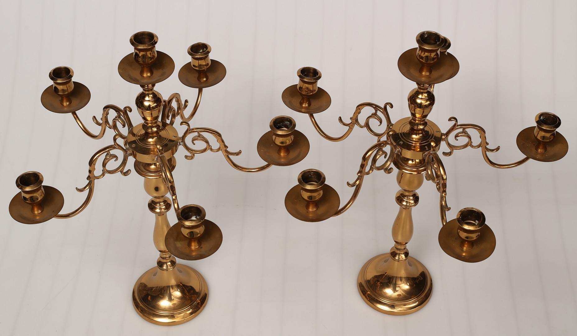 Swedish Antique Pair of Candle Holder Golden Brass Rococo Style Candlesticks Home Decor For Sale