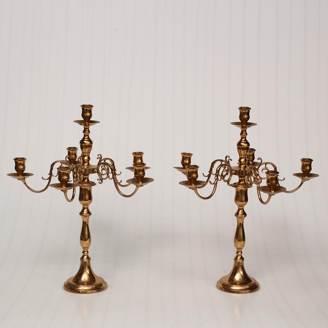 Gilt Antique Pair of Candle Holder Golden Brass Rococo Style Candlesticks Home Decor For Sale