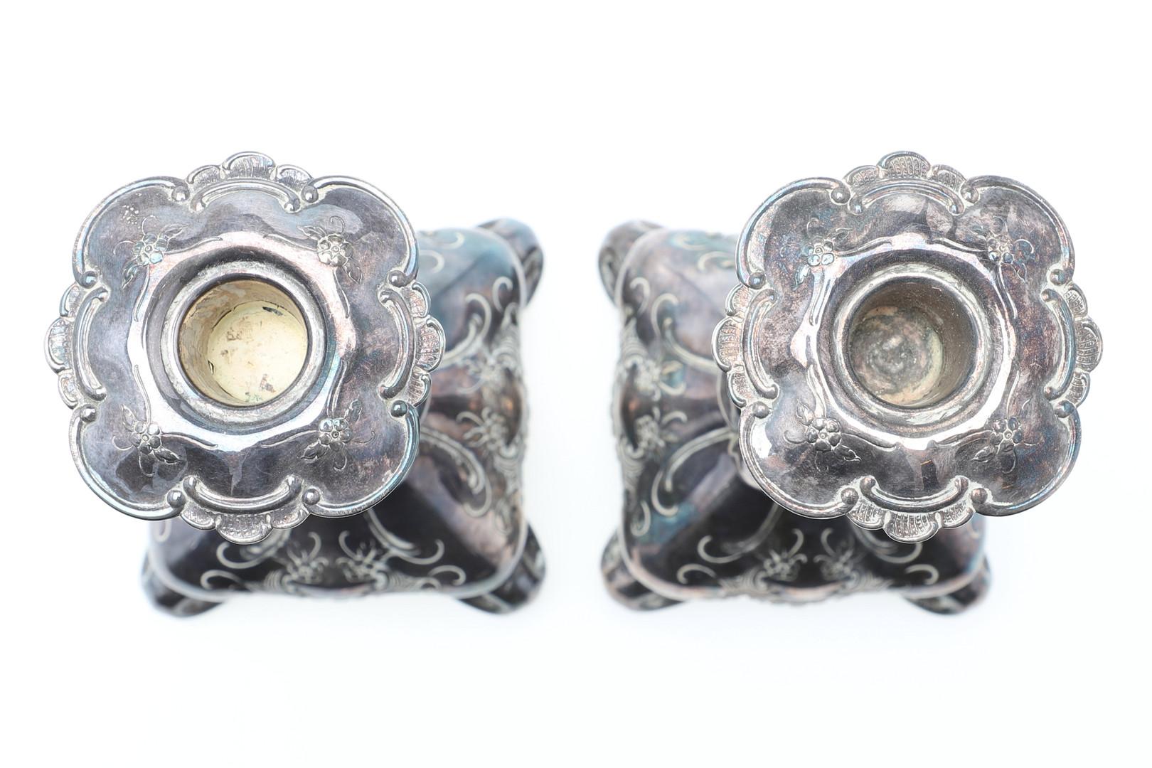 Danish Pair of Candle Holder Sterling Silver Antique Rococo Style Candlesticks, 1937s For Sale