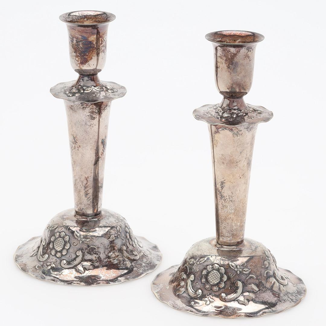 Danish Antique Pair of Candle Holder Sterling Silver Rococo Style Candlesticks, 1937s