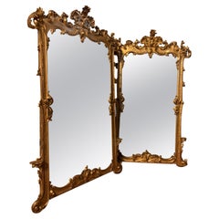 Antique Pair of Carved and Gilded Mirrors, 19th Century, from Naples 'Italy'