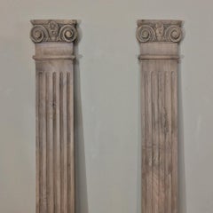 Antique Pair of Carved Stripped Oak Pilasters