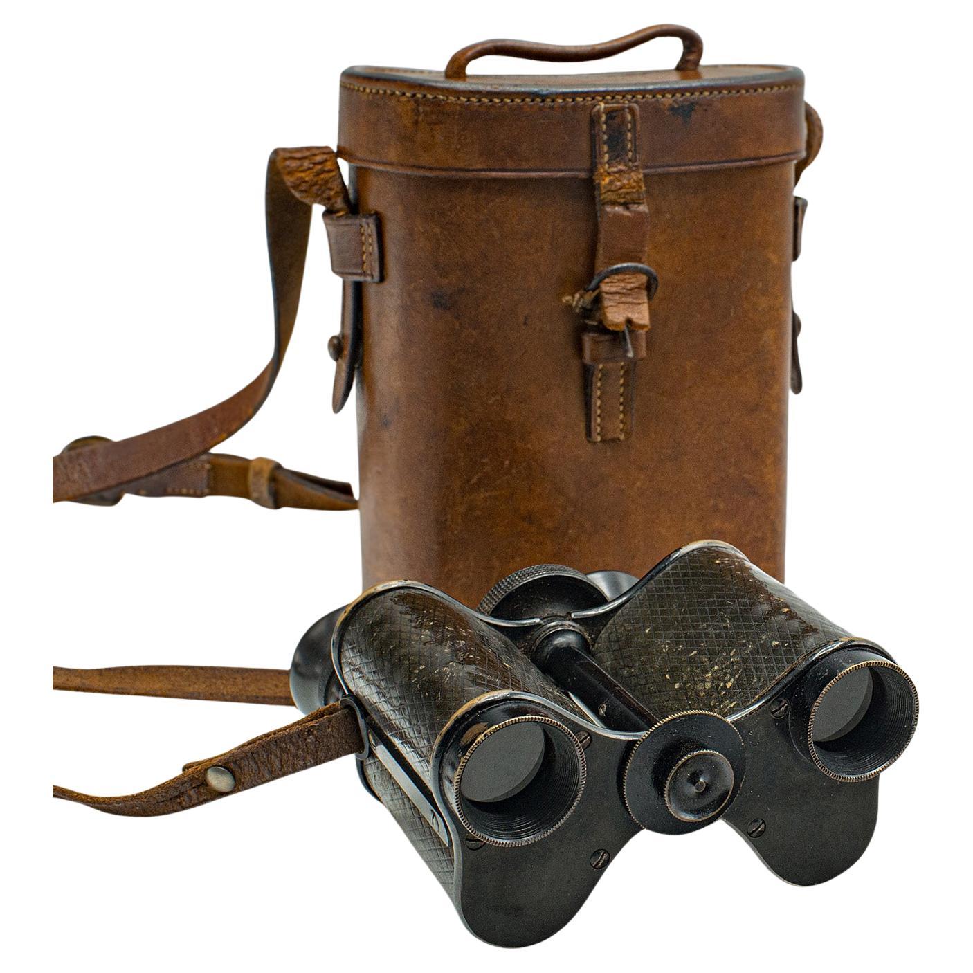 Antique Pair of Cased Binoculars, English, Brass, Optical Instrument, Victorian