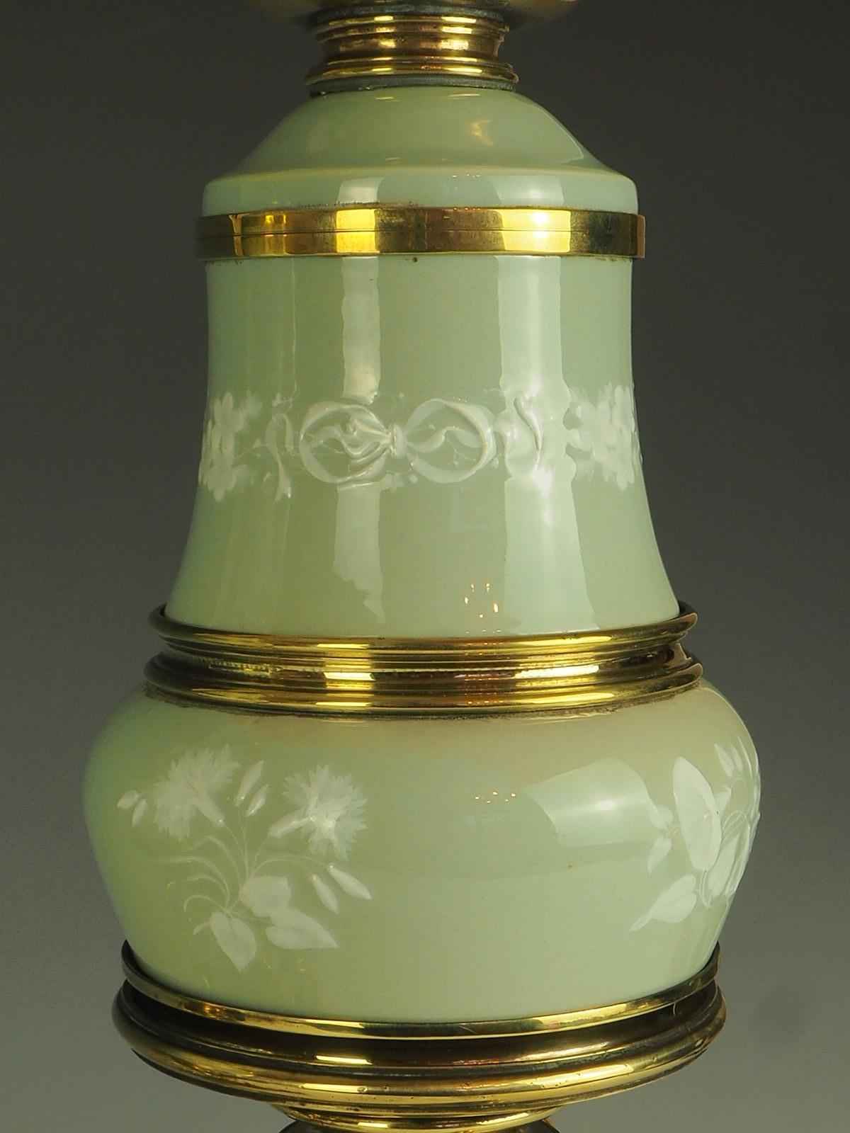 Antique Pair of Celadon Porcelain Table Lamps For Sale 13