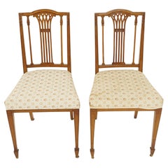 Antique Pair of Chairs, Sheraton Style, Inlaid Walnut, Scotland 1910, B2570A