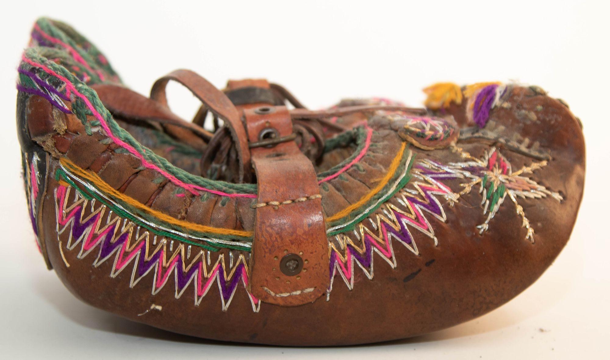 19th Century Antique Pair of Charogh Ethnic Shoes from Turkey For Sale