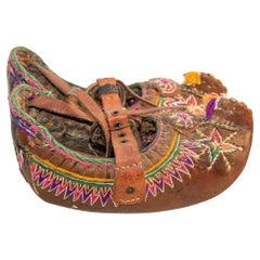 Antique Charogh Ethnic Shoes, Handcrafted Leather, Turkey, Circa 1900