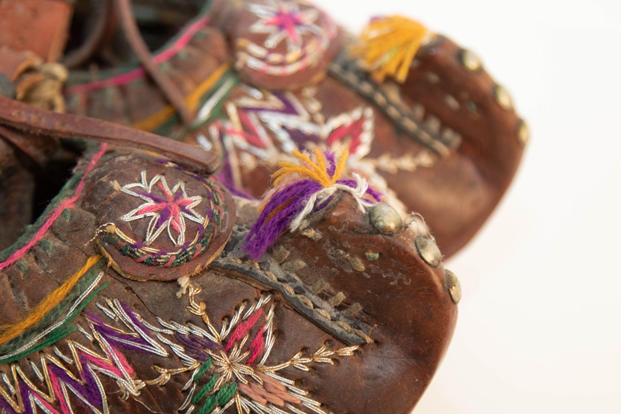 Turkish Antique Pair of Charogh Ethnic Shoes from Turkey For Sale